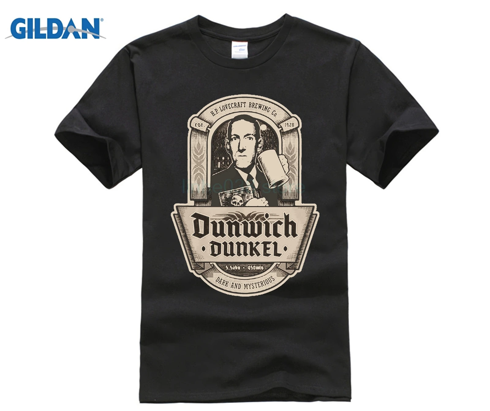 GILDAN Повседневная футболка бренд 2017 новая Мужская хлопок DUNWICH SOMBRE loveccraft Miskatonic Biere