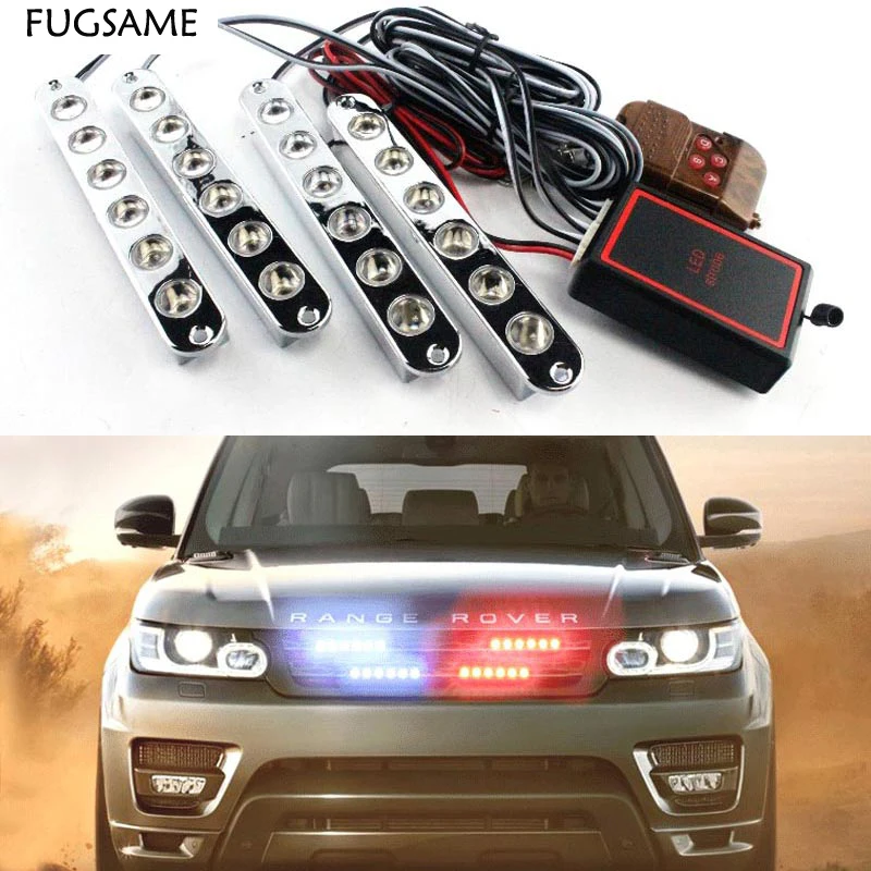 

FUGSAME 6*4 24LED strobe flash light/Daytime Running Light DRL with wireless remote control for all car truck taxi 4pcs/lot