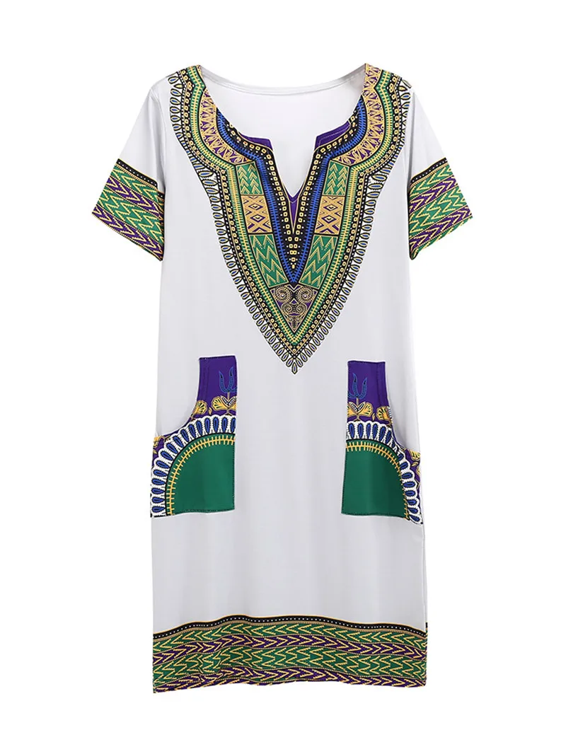 Gladiolus 2019 Summer Dress Women Short Sleeve V Neck Pocket Bodycon Sexy Ethnic Print Women Dress Plus Size 3XL Ladies Dresses (41)