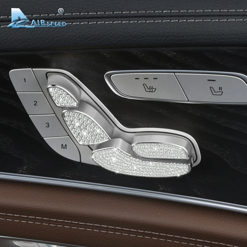 Airspeed for Mercedes Benz E Class W213 E200L E300L Car Seat Adjust Button Cover Diamond Decoration