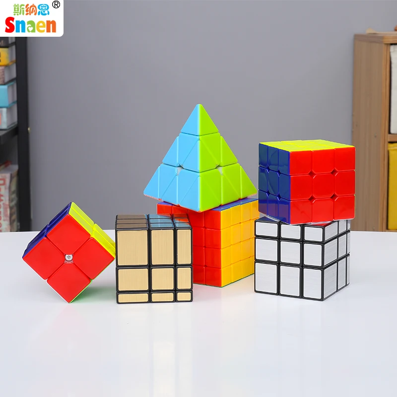 

Snaen Cyclone Boys 2x2 3x3 4x4 Mirror Pyramid Speed Cube Set Stickerless Magic Cube Puzzles Toy Bundle Pack Professional Cubo