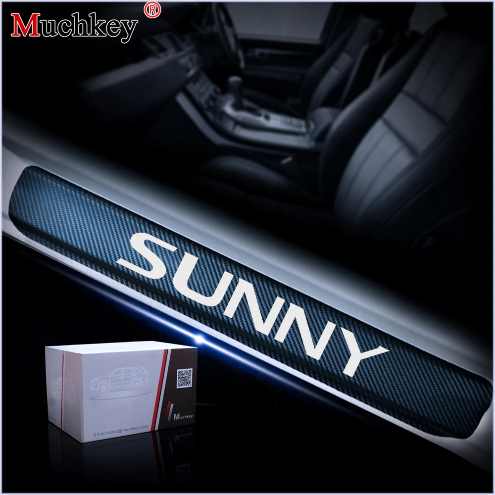

4D Carbon Fiber Vinyl Sticker Door Sill Protector For Nissan SUNNY Car Door Sill Welcome Pedal Stickers Car Accessories 4Pcs