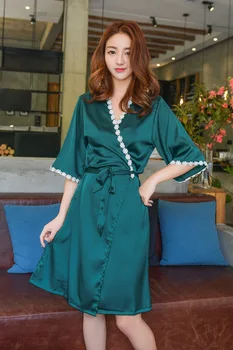

sexy women nightwear robes plus size M L XL lace silk female bathrobes
