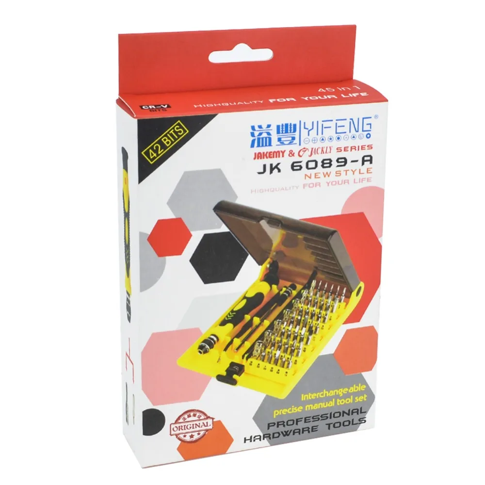 

Jackly 6089A 45 in 1 Screwdriver Bist Set with Extension Shaft Tweezers Opening Tool Compact for Precise Repair or Maintenance