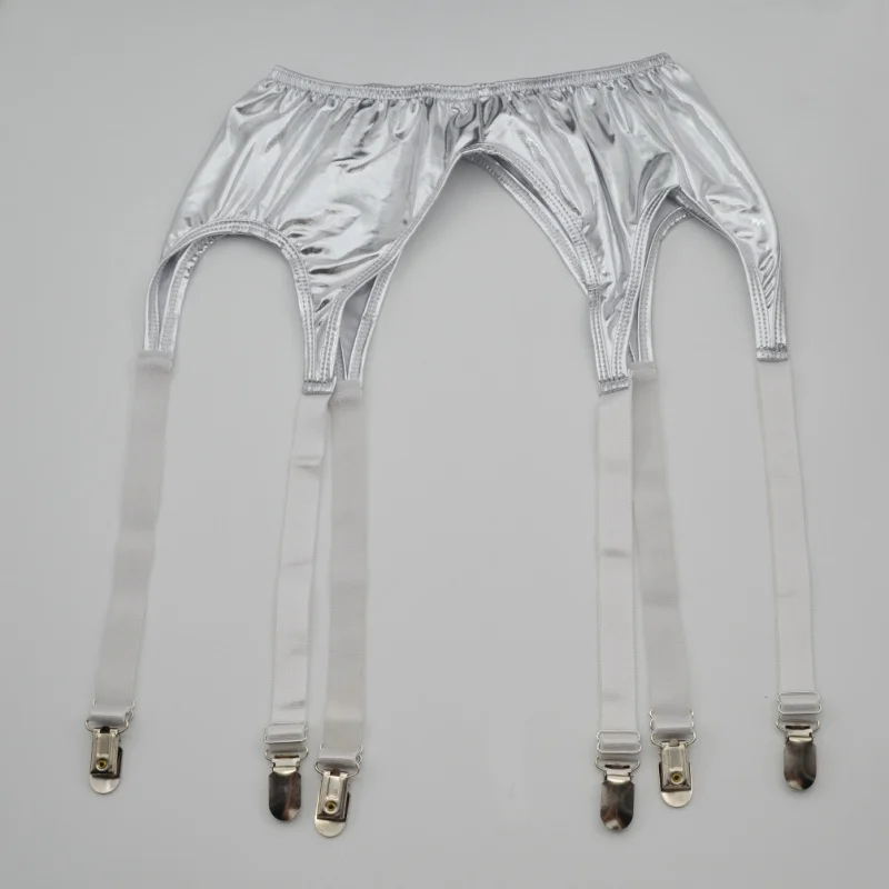 1 Piece Harajuku Punk Sexy Women Knee Leg Garter Belt Silver PVC Leather Leg Ring Suspender Intimates