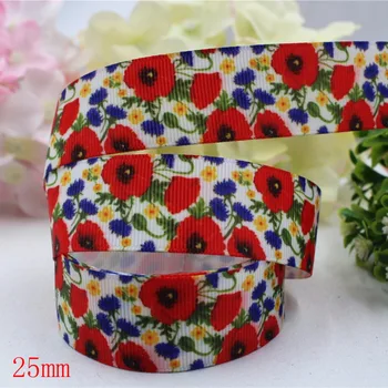 

165648,(1")25mm 10yard/lot Flowers Ribbons Thermal transfer Printed grosgrain Wedding Accessories DIY handmade material
