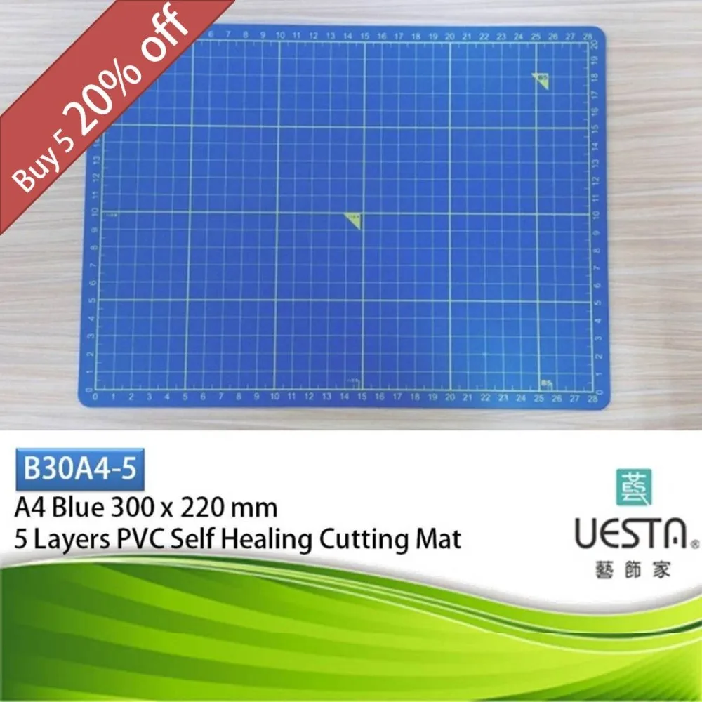 

Blue 3.0 mm Rectangle Self Healing 5 Layers PVC Cutting Mat A4 30x22 cm 12x9 inch Sewing Cutter DIY UESTA