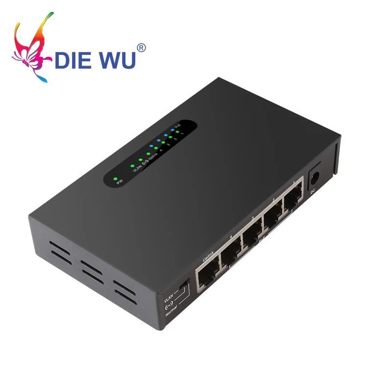 52V VLAN POE коммутатор 5 портов 4 POE порта+ 1 Uplink Ethernet коммутатор Поддержка расширения 250 м для камеры системы