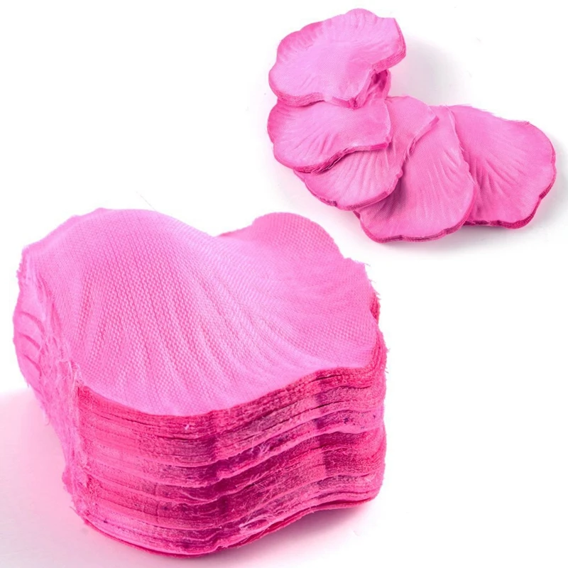 200 Роза Лепесток Шелковый свадебный стол деко Цветочные Вечерние крещение Carnaval-темно-розовый - Цвет: Pink