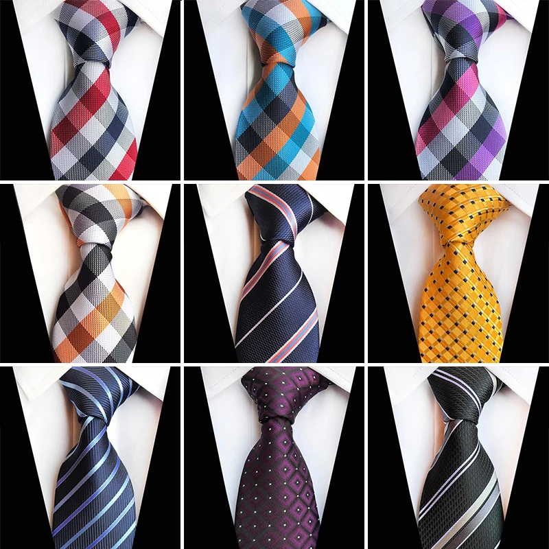 DQT Tejido Cuadros Tartán Azul Marino Blanco Rojo Clásica para Hombre Corbata Pañuelo Conjunto