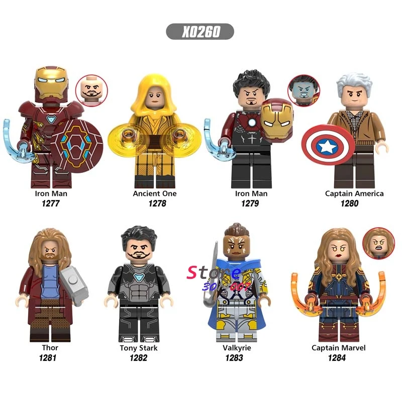 

Single Avengers Endgame Iron Man Ancient One Captain America Thor Tony Stark Valkyrie Marvel building blocks Kids Toys