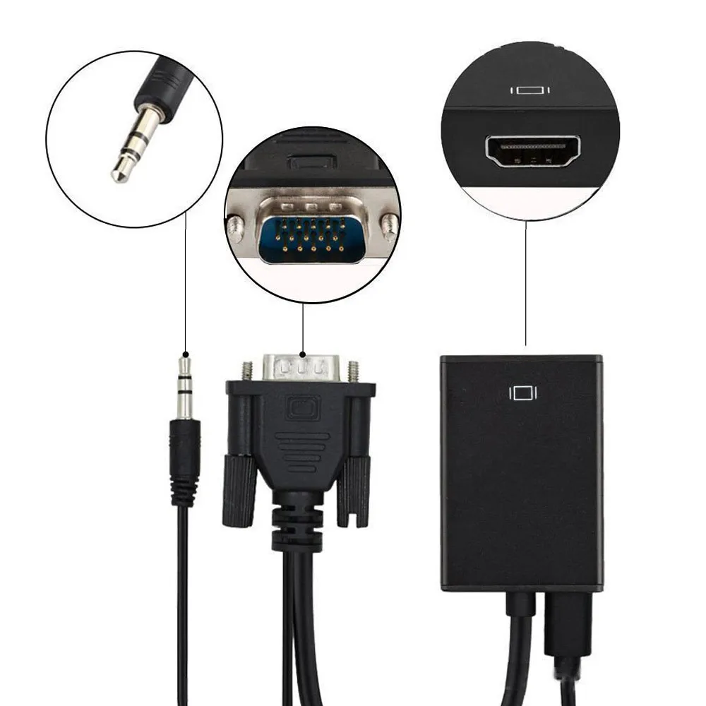 VGA Мужской к HDMI Женский адаптер конвертер кабель с 3,5 мм аудио выход 1080P VGA к HDMI для ПК ноутбук к HDTV проектор ps4