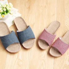 Japanese household slippers Women and men soft and comfortable hemp floor slippers