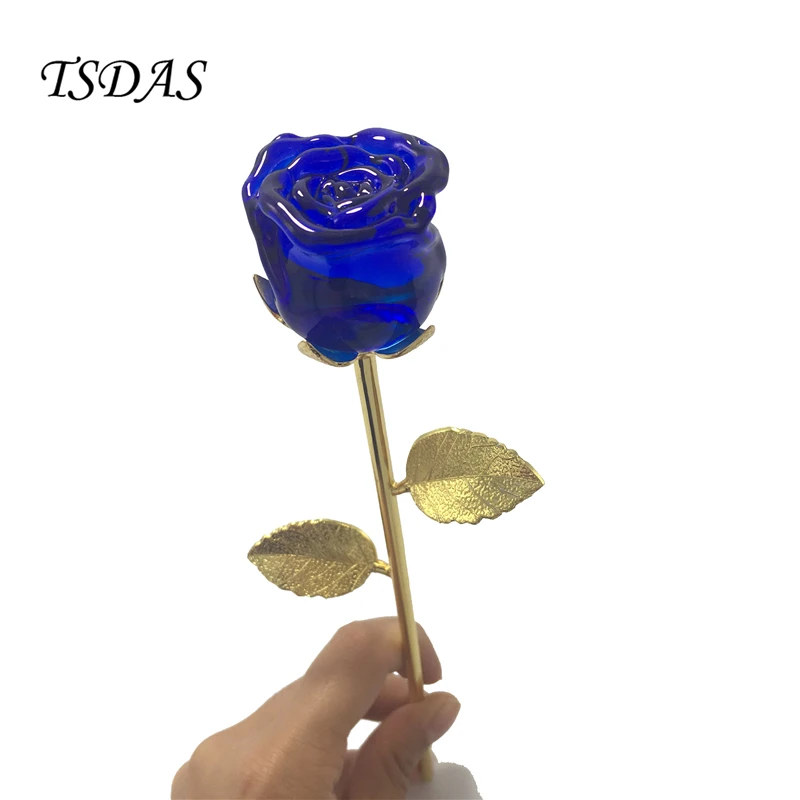 

Creative Gift Blue Crystal Rose Immortal Flowers With Gift Box Romantic Valentine's Gift Crystal Rose Flowers