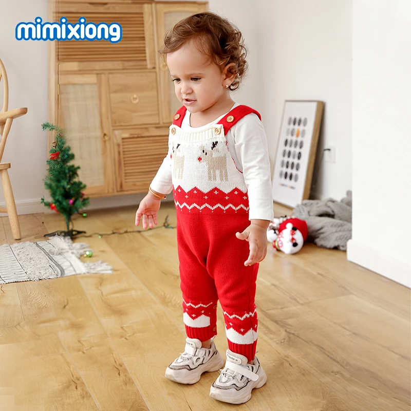 Baby Rompers Christmas For Kids Boys Girls Jumpsuits Autumn Sleeveless Knitted Newborn Bebes Onesie 0-24Months Children Overalls