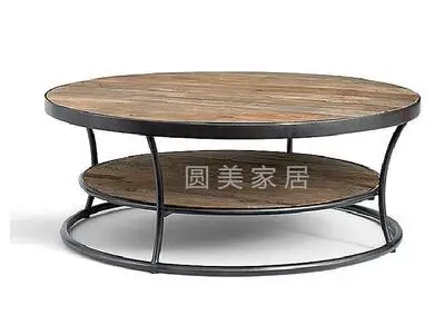 American retro solid wood coffee table tea table simple industrial wind loft movable double living room storage tea table .
