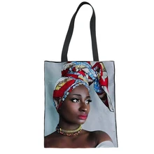 Афро женщина портрет на стену 3D сумки для покупок женские парусиновые прямоугольные сумки для женщин Повседневная сумка-мессенджер для девочек Прямая поставка