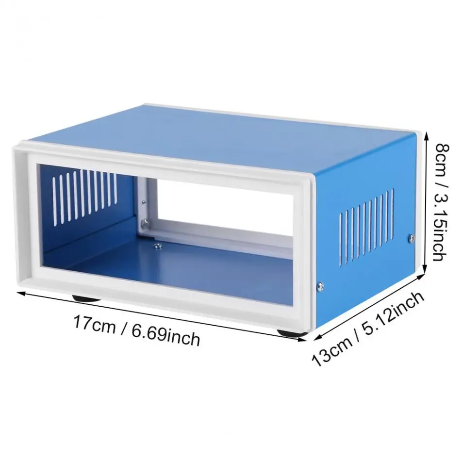 Синий металлический корпус проект Чехол DIY Распределительная коробка аксессуары 170*130*80 мм