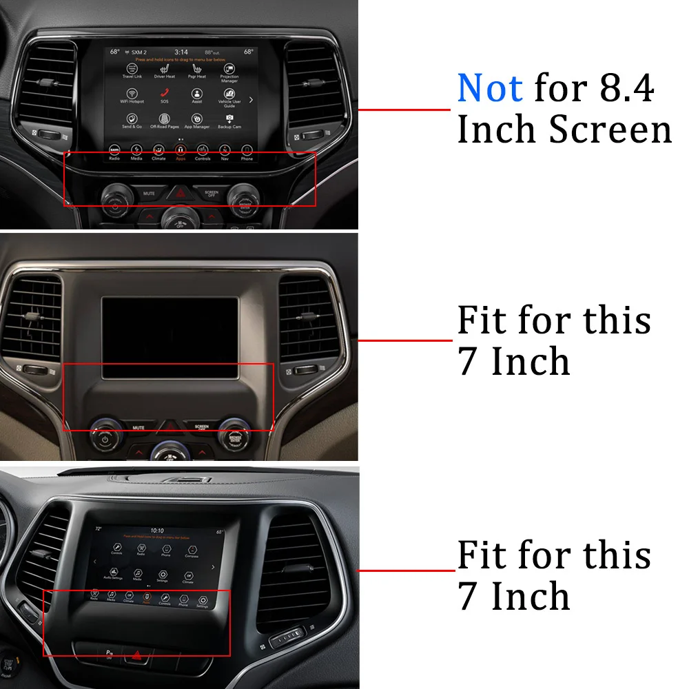 HD Clear Tempered Glass 9H Scratch Resistance CDEFG Car Touchscreen Navigation Touch Screen Protector for 2018 2019 Jeep Grand Cherokee Uconnect 7IN 