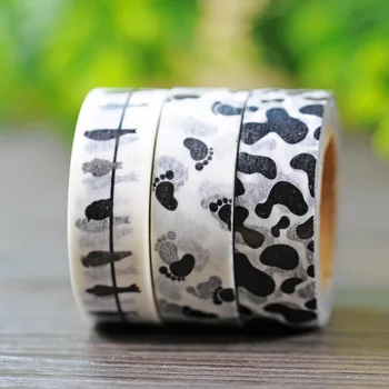 

1Roll=15mmx10m Bird Footprint Markings Pattern Japanese Washi Decorative Adhesive Tape DIY Masking Paper Tape Sticker Label Gift