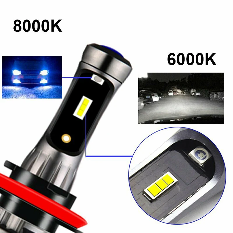 QCDIN 2 шт. Автомобильные светодиодные лампы для фар H8 H11 H4 H7 9005 9006 Plug 4000LM белый 6000 К стайлинга автомобилей автоматическое противотуманные фары