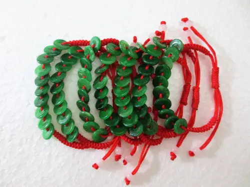 

Chinese Hand-woven Red Hand Rope Jadeite Peace Buckle String Bracelet Adjustable>jewerly free shipping