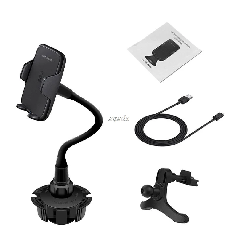  Auto Qi Schnelle Drahtlose Ladegerät Schwanenhals Tasse Halter Air Vent Halterung für iPhone X XR X