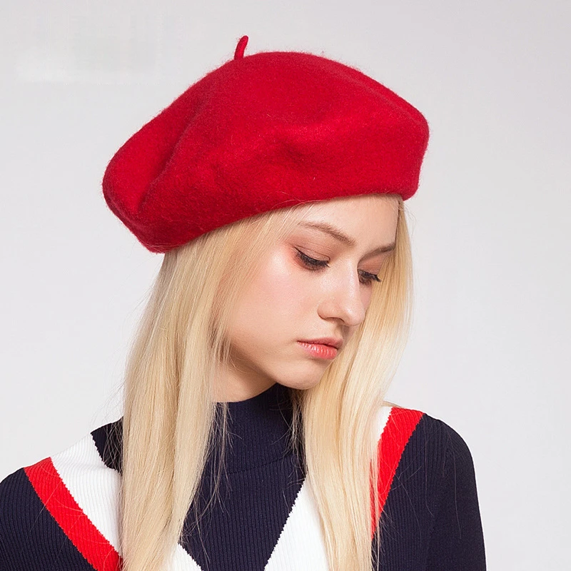 Multicolor Fashion Spring Winter Womens Wool Beret Hat Solid Color Painters Hat Female Winter Warm Hats for Girl 5 for Adult