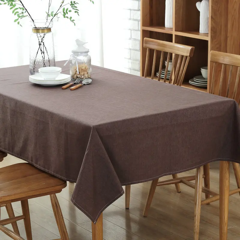 Solid Color Tea Coffee Table Cloth Dustproof Wedding Party Banquet Decoration Table Cover Cotton