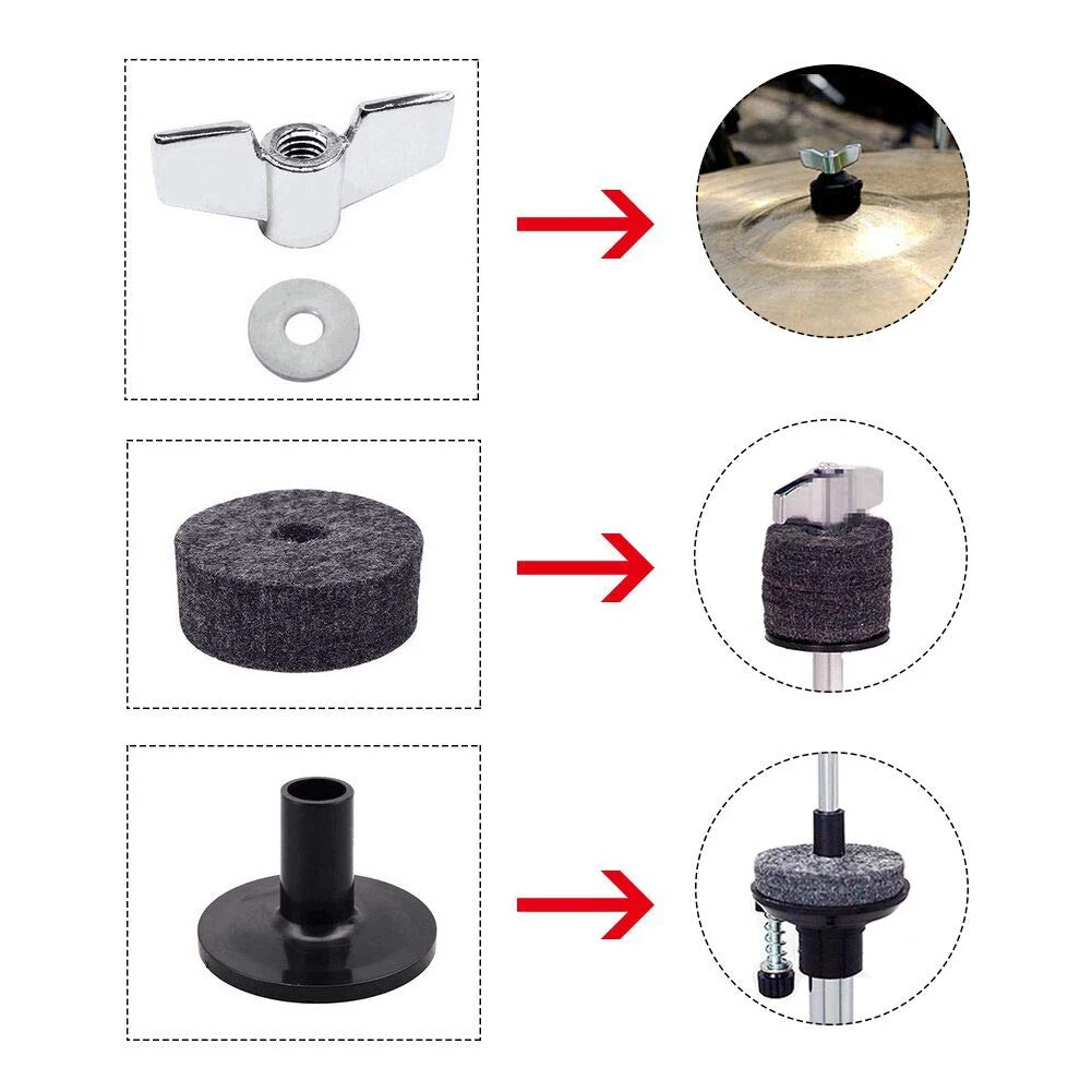 12 шт. инструменты аксессуары практичная шайба музыкальные тарелки набор крыло гайка барабаны Замена колодки ударные части рукава