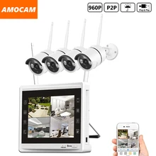 4CH 960 P беспроводная видеокамера с wi-fi системой 4 шт. 1.3MP wifi Пуля IP камера s 4 канала 960 P NVR с 11 дюймовый hd-монитор записи