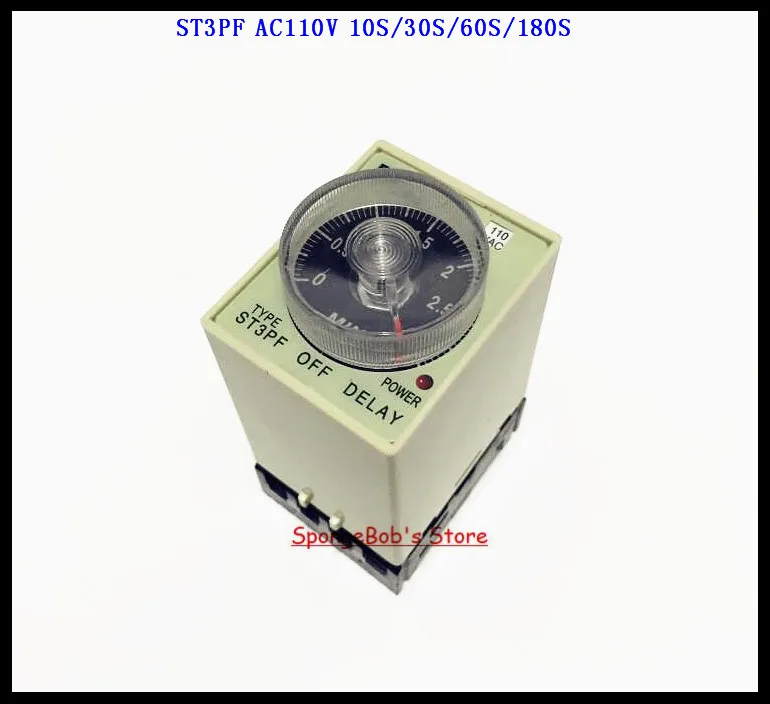 

1set ST3PF Power Off Delay Timer 220VAC 0-10/30/60/180S second ST3 Time Relay AC 220V 10S 30S 60S 3M 8 Pin w PF083A Socket Base