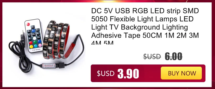 Cветодиодная лента DC 5 V USB SMD 3528 RGB Гибкий свет лампы светодиодные ТВ фонового освещения клейкая лента 50 см 1 м 2 м 3 м 4 м 5