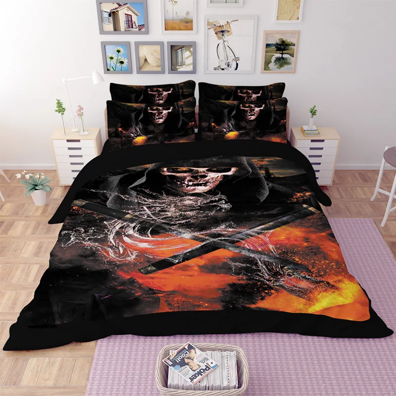 3d skeleton series bedding set twin full queen size 3pcs 4pcs bed skeleton bed sheets