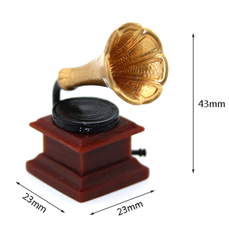 

1:12 Diy Miniature Doll House Dollhouse Miniature Furniture Mini Phonograph Accessories Retro Gramophone With Record