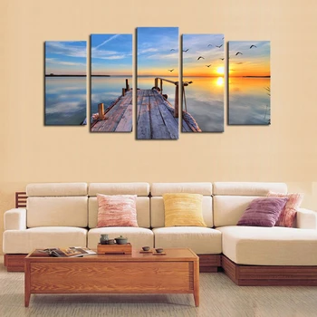 

Unframed 5 Panels Sunset Seascape Scenery Picture Print Painting Modern Canvas Wall Art for Wall Decor Home Decoration Art work