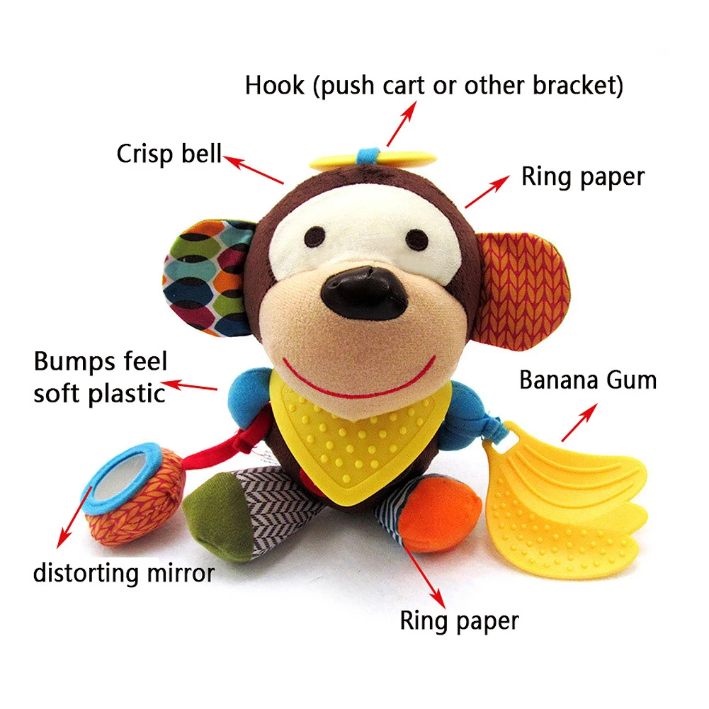 

Hot Animal Style Baby Rattles Mobile Bed Molar Tooth Sticks Hanging Wind Chimes Ringing Hand Bell Baby Toy 2019 new Rattle Toys