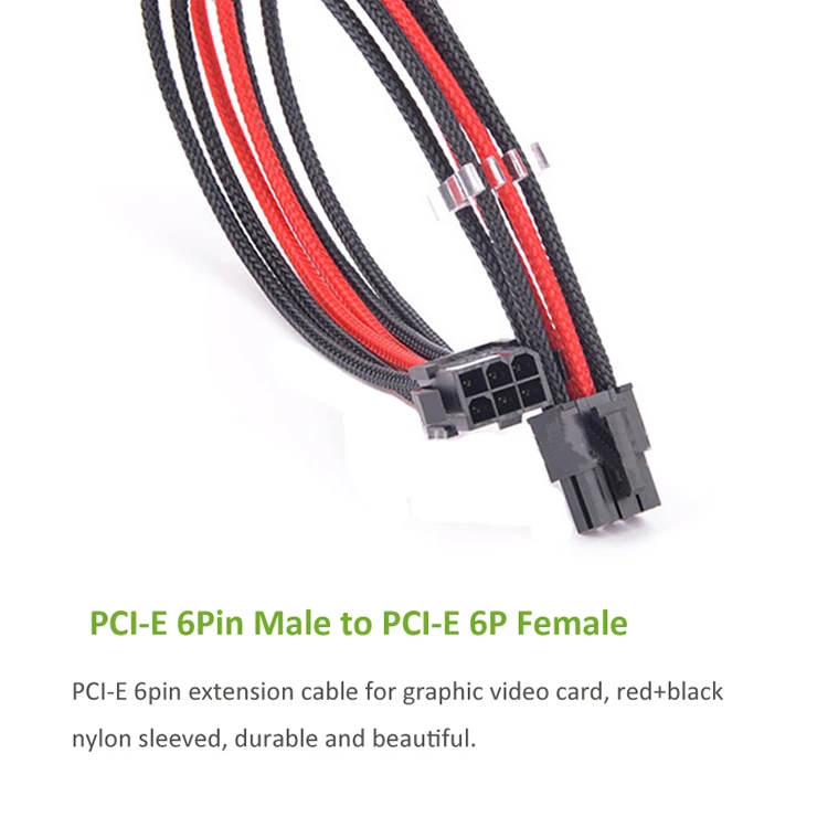 pcie 6pin extension cable nylon sleeved (1)