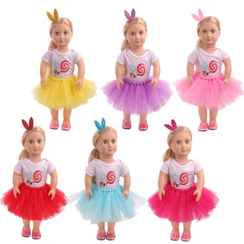 

18 inch Girls doll clothes Cute candy set + hairpin American new born Baby toys fit 43 cm baby c753