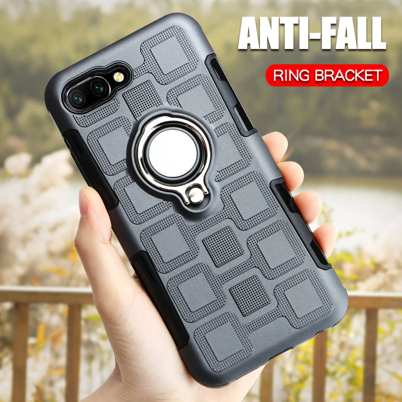 

Luxury Armor Ring Case For Huawei Honor 10 Silicone Phone Case For Huawei Honor 10 Shockproof Back Cover Honor10 Soft TPU Case