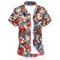 Для мужчин s гавайская рубашка мужской Повседневное Camisa Masculina печатных Пляжные рубашки короткий рукав Азиатский Размеры 7XL бренд Для мужчин