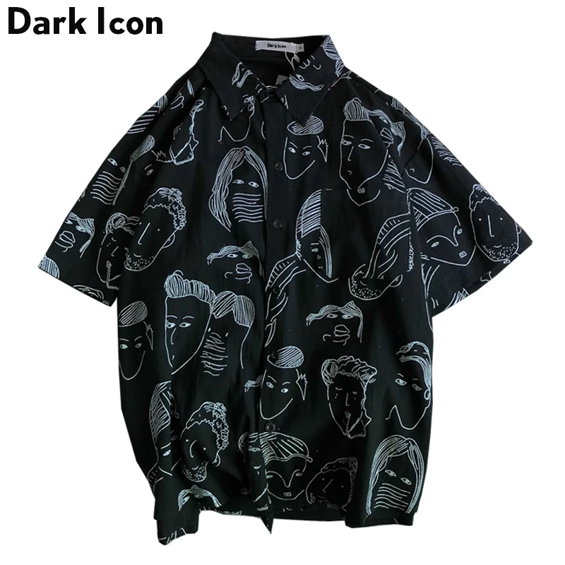 

Dark Icon Harajuku Shirts Men 2019 Summer Beach Shirts Hawaii Tropical Style Men's Shirts Hip Hop Shirts