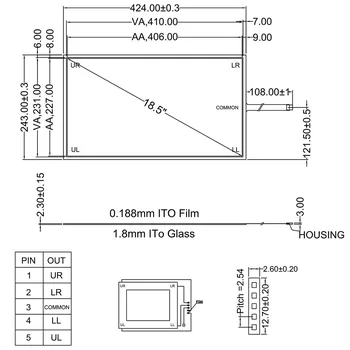 

424mmx243mm 5Wire Resistive Touch Screen Panel USB Kit for 18.5" monitor