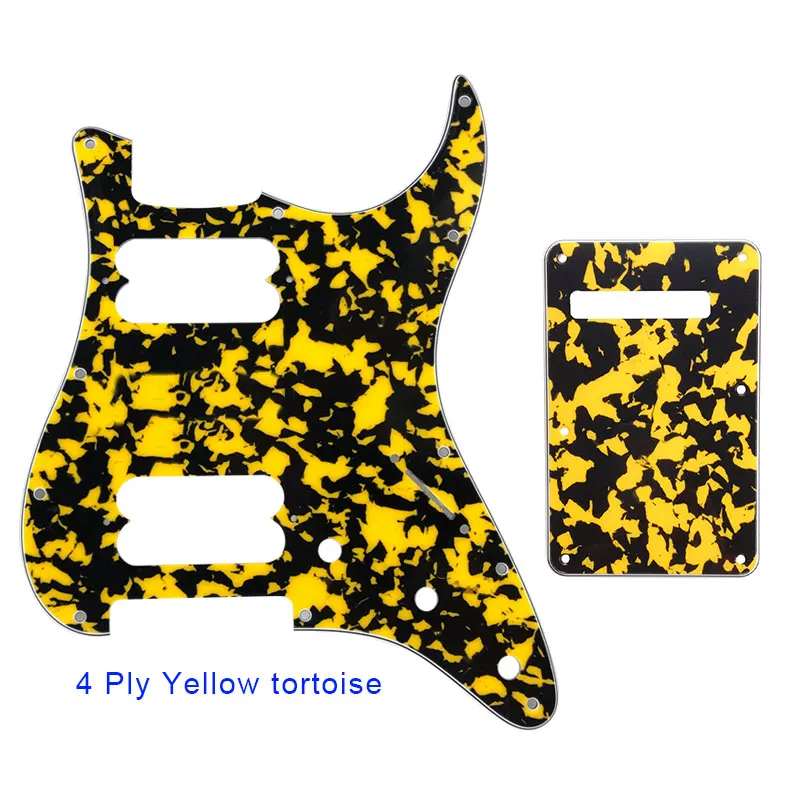 4ply yellow tortoise Pleroo гитарные части накладки с задней пластиной для fender стандартный и современный Stratocaster ST HH стиль Guitarra 17 винтов - Цвет: 4ply yellow tortoise