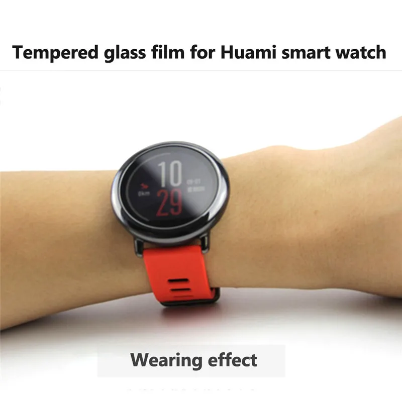 Закаленное стекло пленка для Xiaomi Huami Amazfit спортивные часы крышка Взрывозащищенная защитная пленка на весь экран Закаленное стекло пленка