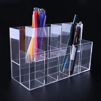 

Transparent Pencil Pen Desktop Storage Box Cosmetic Lipstick Brush Jewelry Display Rack Acrylic Makeup Organizer Pen Pencil Box