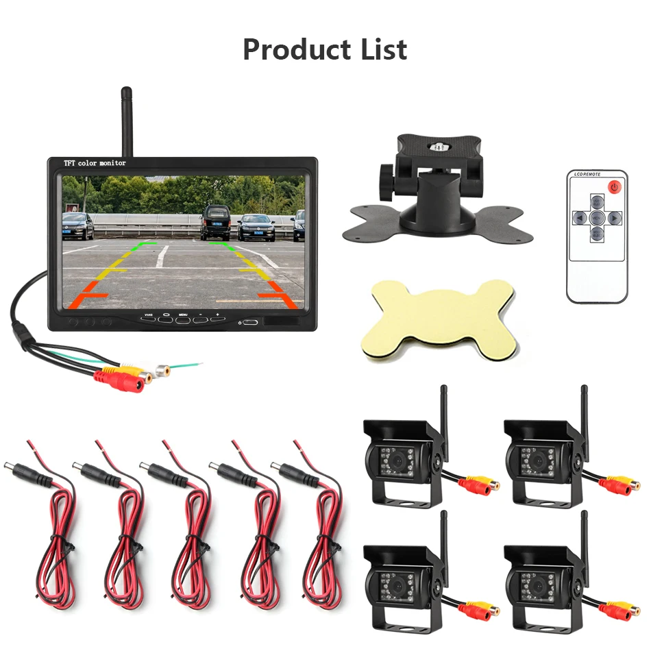 Jansite " Беспроводной автомобильный монитор TFT lcd четыре камеры заднего вида s монитор парковочная система заднего вида для резервной камеры использования для грузовика