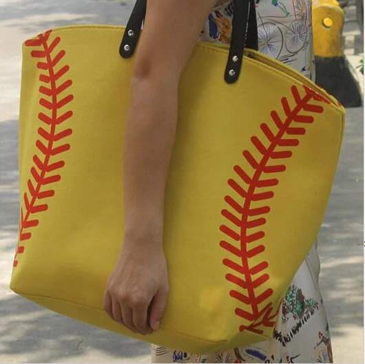 softball canvas tote