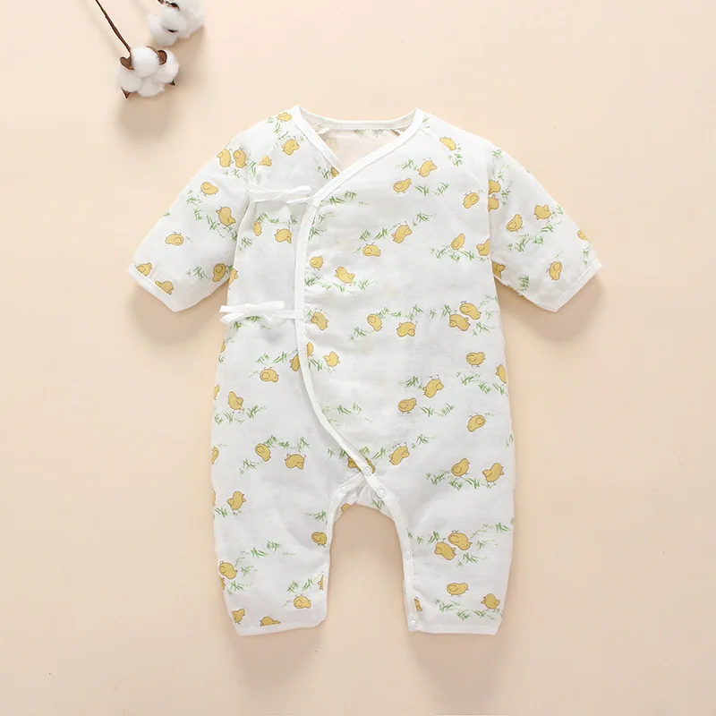 

Coveralls String Closure O-Neck Long-Sleeves Cute Floral Cool Absorbent Breathable Jumpsuits 0-6 Months