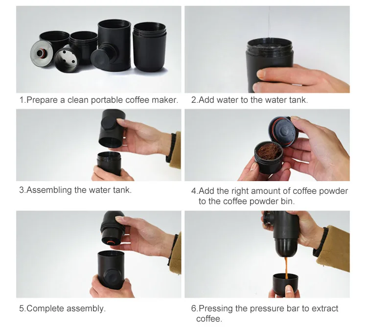 Mini Coffee Machine Hand Held Coffee Makers Pot Portable Compact Manual Espresso Maker Hand Pressure Express Coffee Maker (4)